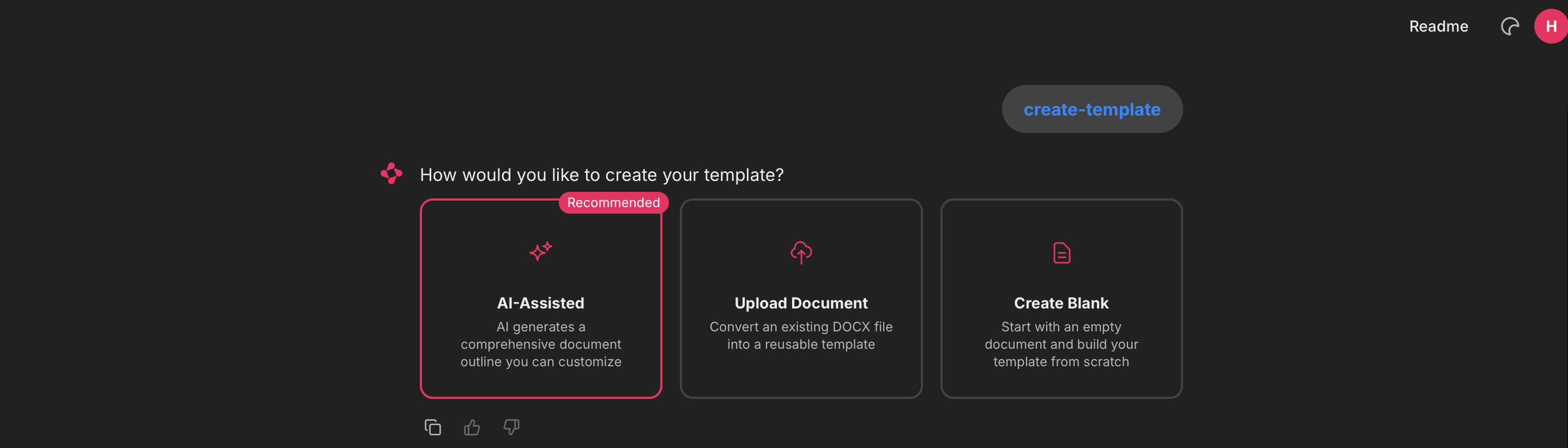 Template creation options