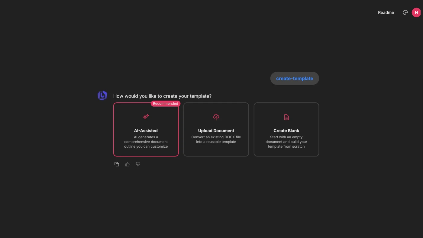 Template creation options
